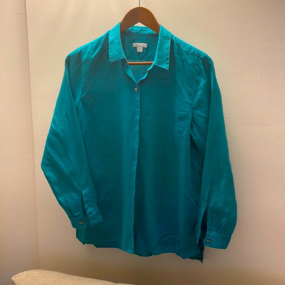 J Jill Love Linen Essential Shirt size M petite
